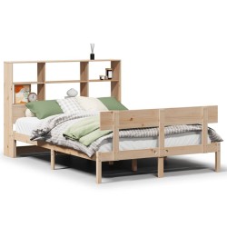 Lit bibliothèque sans matelas 120x190 cm bois de pin massif 