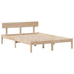 Lit bibliothèque sans matelas 120x190 cm bois de pin massif 