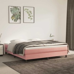 Matelas de lit à ressorts ensachés rose 160x210x20 cm velours 