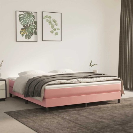Matelas de lit à ressorts ensachés rose 160x210x20 cm velours 