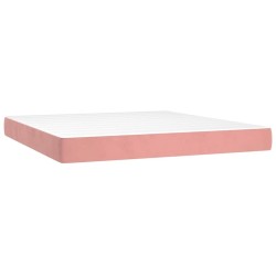 Matelas de lit à ressorts ensachés rose 160x210x20 cm velours 