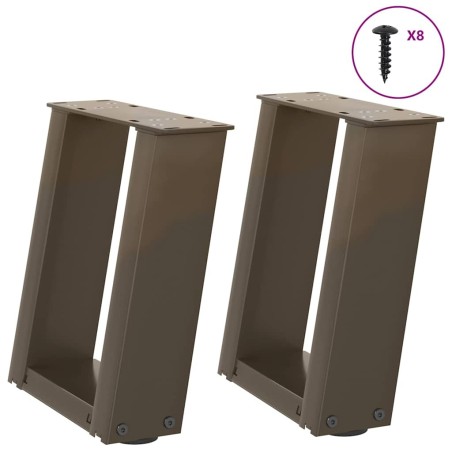 Pieds de table basse en U 2 pièces Acier naturel 30 x (30-31) cm Acier 