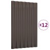 Panneaux de toit 12 pcs Acier enduit de poudre Marron 60x36 cm 