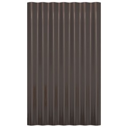 Panneaux de toit 12 pcs Acier enduit de poudre Marron 60x36 cm 