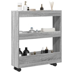 Chariot de rangement étroit 3 niveaux sonoma gris 