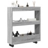 Chariot de rangement étroit 3 niveaux sonoma gris 