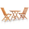 Ensemble de bistro 3pcs avec coussins taupe Bois de teck massif 