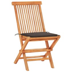 Ensemble de bistro 3pcs avec coussins taupe Bois de teck massif 