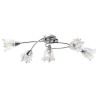 Plafonnier et abat-jour verre transparent 5 ampoules E14 Tulipe 