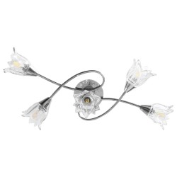 Plafonnier et abat-jour verre transparent 5 ampoules E14 Tulipe 