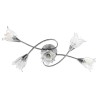Plafonnier et abat-jour verre transparent 5 ampoules E14 Tulipe 
