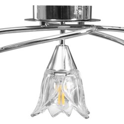 Plafonnier et abat-jour verre transparent 5 ampoules E14 Tulipe 