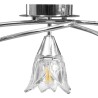 Plafonnier et abat-jour verre transparent 5 ampoules E14 Tulipe 