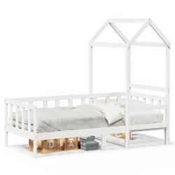 Lit de jour avec toit sans matelas blanc 90x200 cm bois massif 