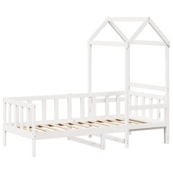 Lit de jour avec toit sans matelas blanc 90x200 cm bois massif 