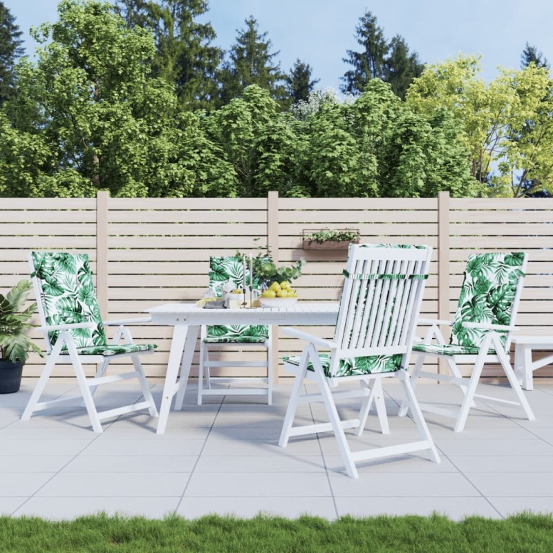 Coussins de chaise à dossier haut lot de 4 modèle de feuille 
