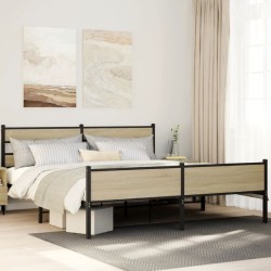 Cadre de lit en métal sans matelas chêne sonoma 193x203 cm 