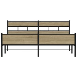 Cadre de lit en métal sans matelas chêne sonoma 193x203 cm 