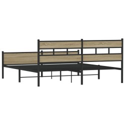 Cadre de lit en métal sans matelas chêne sonoma 193x203 cm 