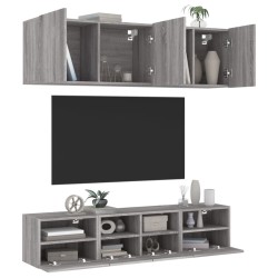Unités murales TV 5 pcs sonoma gris bois d'ingénierie 