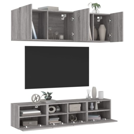 Unités murales TV 5 pcs sonoma gris bois d'ingénierie 