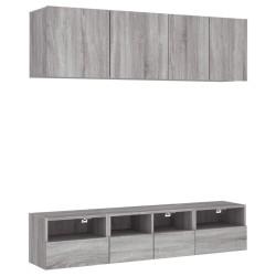 Unités murales TV 5 pcs sonoma gris bois d'ingénierie 