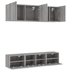 Unités murales TV 5 pcs sonoma gris bois d'ingénierie 