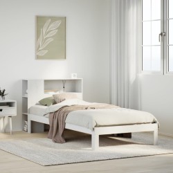 Lit bibliothèque sans matelas blanc 100x200 cm bois pin massif 