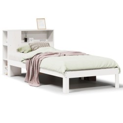 Lit bibliothèque sans matelas blanc 100x200 cm bois pin massif 