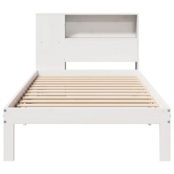 Lit bibliothèque sans matelas blanc 100x200 cm bois pin massif 