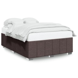 Cadre de lit sans matelas marron foncé 140x190 cm tissu 