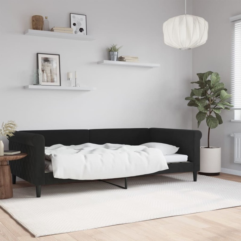 Lit de repos sans matelas noir 100x200 cm velours 