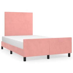 Cadre de lit sans matelas rose 120x190 cm velours 
