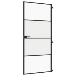 Porte intérieure mince noir 93x201,5 cm verre trempé aluminium 
