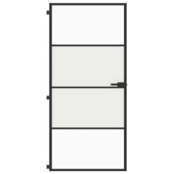 Porte intérieure mince noir 93x201,5 cm verre trempé aluminium 