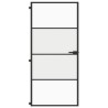 Porte intérieure mince noir 93x201,5 cm verre trempé aluminium 