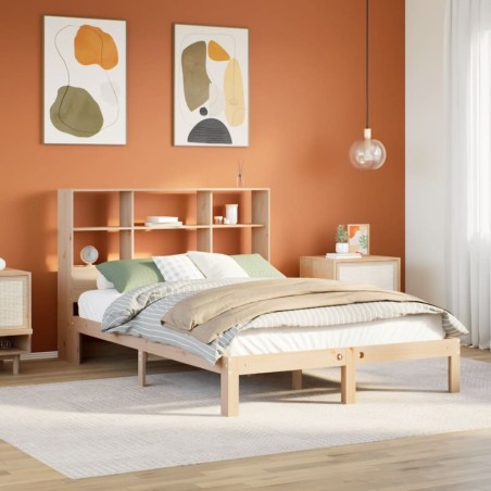 Lit bibliothèque sans matelas 150x200 cm bois massif de pin 