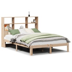 Lit bibliothèque sans matelas 150x200 cm bois massif de pin 