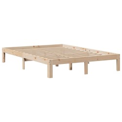 Lit bibliothèque sans matelas 150x200 cm bois massif de pin 