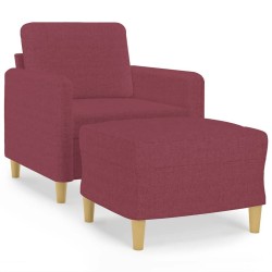 Fauteuil avec repose-pied Rouge bordeaux 60 cm Tissu 