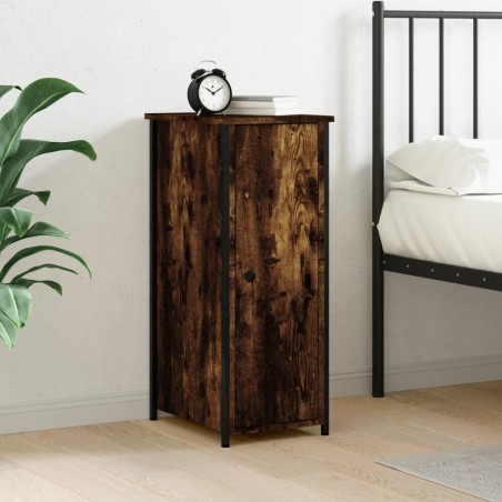 Table de chevet chêne fumé 32x42x80 cm bois d'ingénierie 