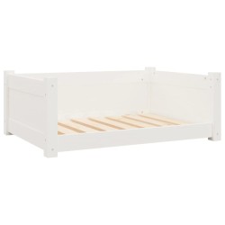 Lit pour chien Blanc 75,5x55,5x28 cm Bois de pin solide 