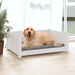 Lit pour chien Blanc 75,5x55,5x28 cm Bois de pin solide 
