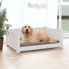 Lit pour chien Blanc 75,5x55,5x28 cm Bois de pin solide 