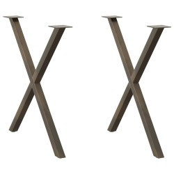 Pieds de table à manger en forme de X, 2 pièces, acier naturel, 70 x (72-73) cm 