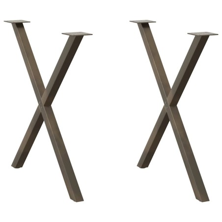 Pieds de table à manger en forme de X, 2 pièces, acier naturel, 70 x (72-73) cm 