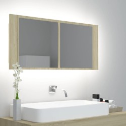 Armoire à miroir à LED de bain Chêne sonoma 100x12x45 Acrylique 