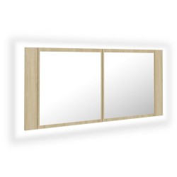 Armoire à miroir à LED de bain Chêne sonoma 100x12x45 Acrylique 