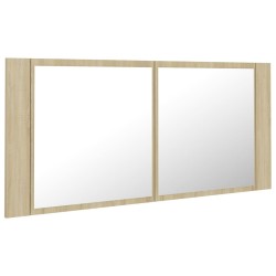 Armoire à miroir à LED de bain Chêne sonoma 100x12x45 Acrylique 