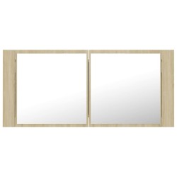 Armoire à miroir à LED de bain Chêne sonoma 100x12x45 Acrylique 
